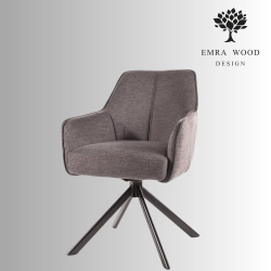 Krzesło obrotowe tapicerowane KR-155 ciemnoszare z podłokietnikami | Emra Wood
