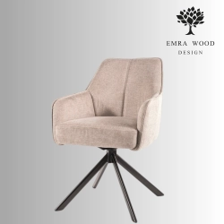 Krzesło obrotowe tapicerowane KR-155 jasnobeżowe z podłokietnikami | Emra Wood