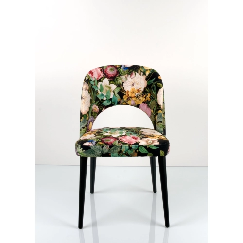 PRODUCENT Krzesło DELUXE KR-5 Tkanina Kwiaty Mix Czerń