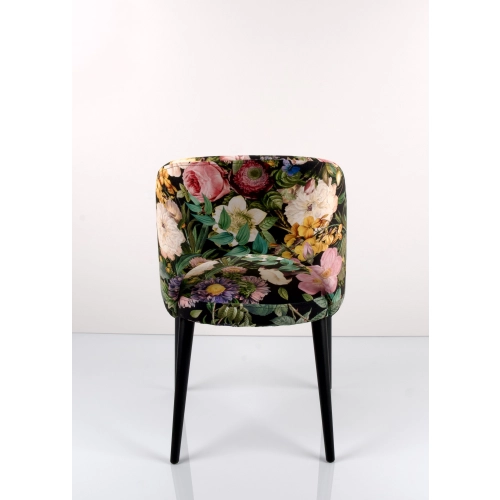 PRODUCENT Krzesło DELUXE KR-5 Tkanina Kwiaty Mix Czerń