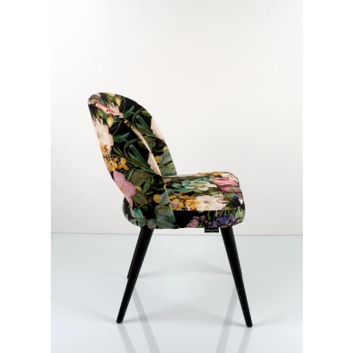 PRODUCENT Krzesło DELUXE KR-5 Tkanina Kwiaty Mix Czerń