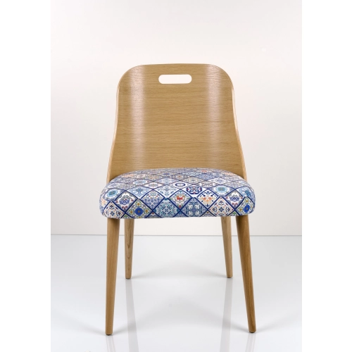 Krzesło Dębowe PREMIUM KR-77 Tkanina Kafelki Portugalskie