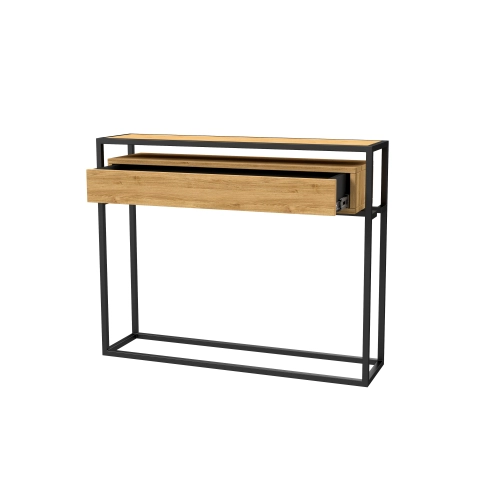 KONSOLA Z SZUFLADĄ DREWNO LITE DĄB OLCHA SKD-337