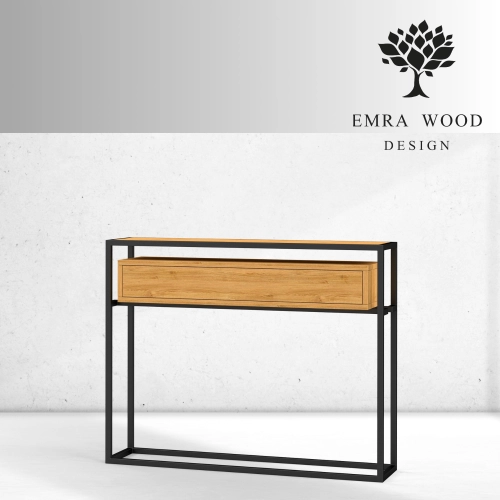 KONSOLA Z SZUFLADĄ DREWNO LITE DĄB OLCHA SKD-337