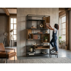 REGAŁ NA KSIĄŻKI METALOWE DREWNO LITE DĄB JESION OLCHA RNK-142