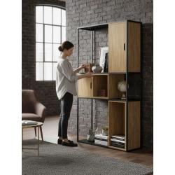 REGAŁ NA KSIĄŻKI METALOWE DREWNO LITE DĄB JESION OLCHA RNK-107