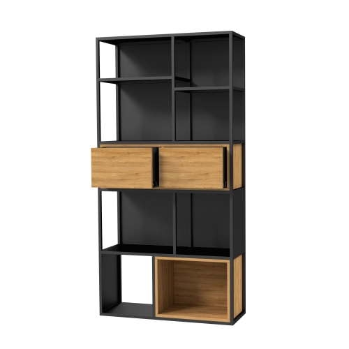 REGAŁ NA KSIĄŻKI METALOWE DREWNO LITE DĄB JESION OLCHA RNK-166