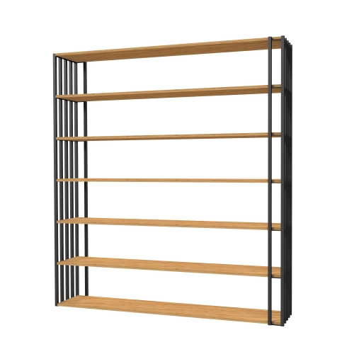 REGAŁ NA KSIĄŻKI METALOWY DREWNO LITE DĄB JESION OLCHA  RNK-193