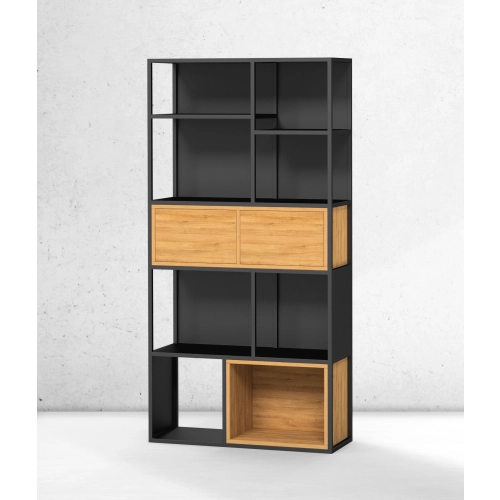 REGAŁ NA KSIĄŻKI METALOWE DREWNO LITE DĄB JESION OLCHA RNK-166