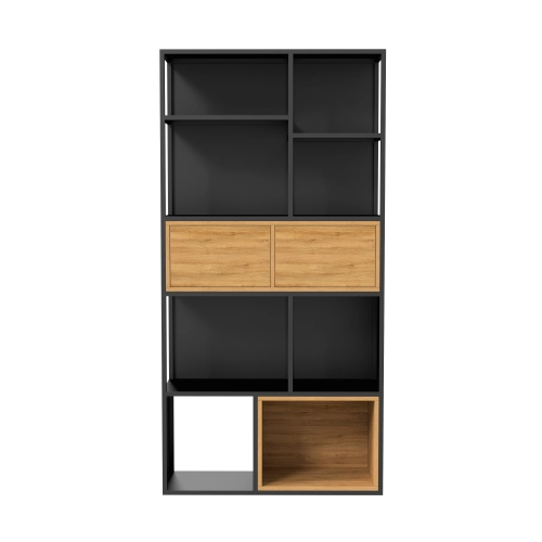 REGAŁ NA KSIĄŻKI METALOWE DREWNO LITE DĄB JESION OLCHA RNK-166