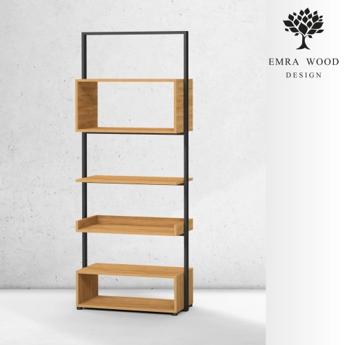 REGAŁ NA KSIĄŻKI METALOWE DREWNO LITE DĄB JESION OLCHA RNK-125