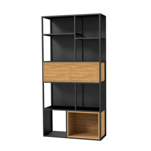 REGAŁ NA KSIĄŻKI METALOWE DREWNO LITE DĄB JESION OLCHA RNK-166