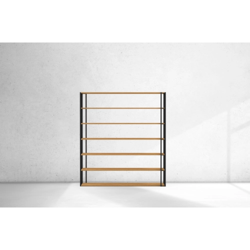 REGAŁ NA KSIĄŻKI METALOWY DREWNO LITE DĄB JESION OLCHA  RNK-193