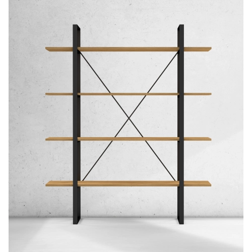 REGAŁ NA KSIĄŻKI METALOWY DREWNO LITE DĄB JESION OLCHA RNK-10