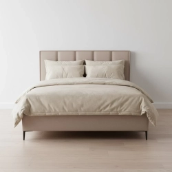 ŁÓŻKO TAPICEROWANE NA NÓŻKACH Z POJEMNIKIEM NA POŚCIEL SEN&CHICK 140x200