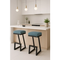 Hoker Tapicerowany Maroko Niebieski 04 HP-3