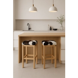 Hoker Tapicerowany Krowa 01 Crush Velvet Drewno Dąb Loft Lite HDG-1