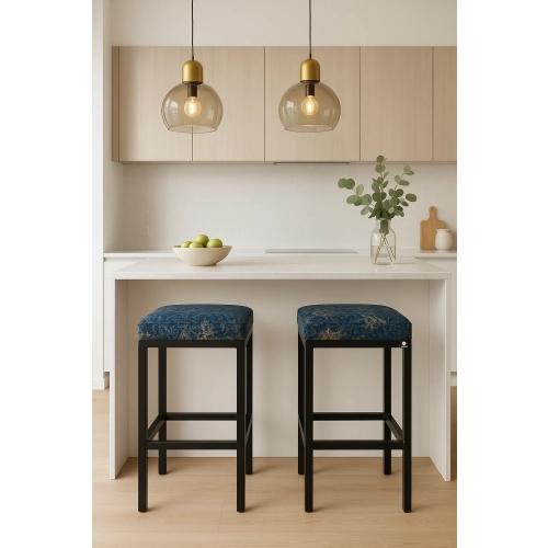 Hoker Tapicerowany Welur Ornament Vintage Granat HP-1