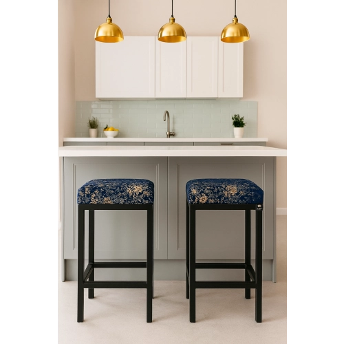 Hoker Tapicerowany Welur Ornament Vintage Granat HP-1