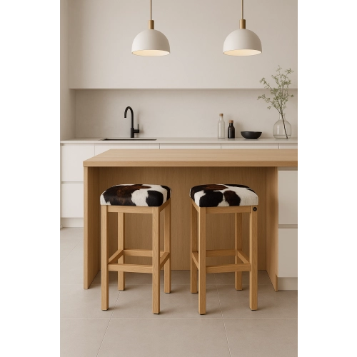 Hoker Tapicerowany Krowa 01 Crush Velvet Drewno Dąb Loft Lite HDG-1