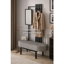 Ławka Do Przedpokoju Z Wieszakiem I Lustrem Metalowa Siedzisko Tapicerowane Stal LMW-3