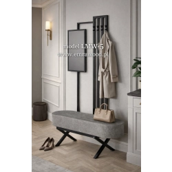 Ławka Do Przedpokoju Z Wieszakiem I Lustrem Metalowa Siedzisko Tapicerowane Stal LMW-5