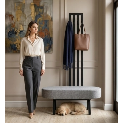 Ławka Do Przedpokoju Z Wieszakiem Metalowa Siedzisko Tapicerowane Stal LMW-8
