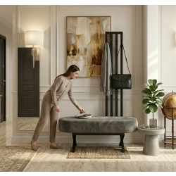 Ławka Do Przedpokoju Z Wieszakiem Metalowa Siedzisko Tapicerowane Stal LMW-4