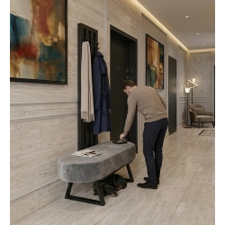 Ławka Do Przedpokoju Z Wieszakiem Metalowa Siedzisko Tapicerowane Stal LMW-6