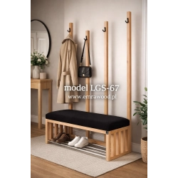 Ławka Szafka Pufa Tapicerowana Siedzisko Gładkie Czarny Wieszak LGS-67 Rozmiary od 50 cm do 200 cm
