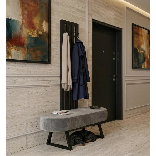 Ławka Do Przedpokoju Z Wieszakiem Metalowa Siedzisko Tapicerowane Stal LMW-6