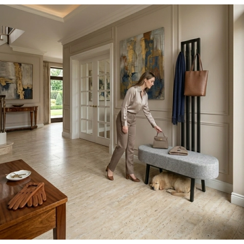 Ławka Do Przedpokoju Z Wieszakiem Metalowa Siedzisko Tapicerowane Stal LMW-8