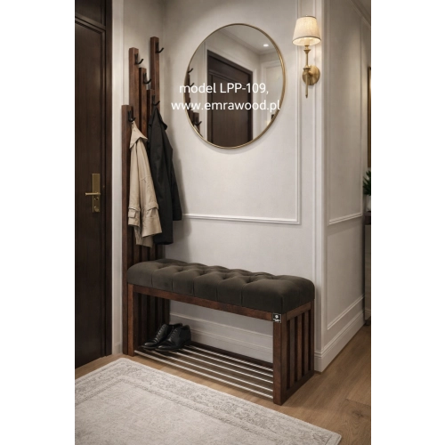 Ławka Szafka Pufa Pikowane Siedzisko Czarny Wieszak LPP-109 Rozmiary od 50 cm do 200 cm