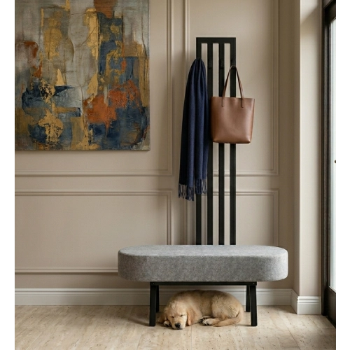 Ławka Do Przedpokoju Z Wieszakiem Metalowa Siedzisko Tapicerowane Stal LMW-8