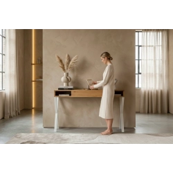 KONSOLA Z SZUFLADĄ DREWNO LITE DĄB OLCHA SKD-289