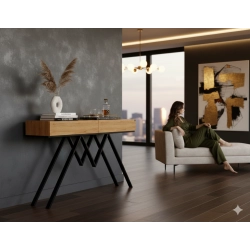 KONSOLA Z SZUFLADĄ DREWNO LITE DĄB OLCHA SKD-295