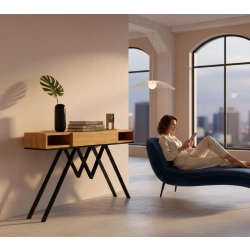 KONSOLA Z SZUFLADĄ DREWNO LITE DĄB OLCHA SKD-294