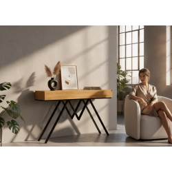 KONSOLA Z SZUFLADĄ DREWNO LITE DĄB OLCHA SKD-292