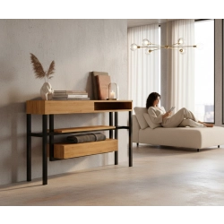 KONSOLA Z SZUFLADĄ DREWNO LITE DĄB OLCHA SKD-304