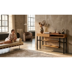 KONSOLA Z SZUFLADĄ DREWNO LITE DĄB OLCHA SKD-303