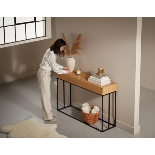 KONSOLA Z SZUFLADĄ DREWNO LITE DĄB OLCHA SKD-282