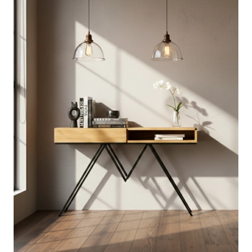 KONSOLA Z SZUFLADĄ DREWNO LITE DĄB OLCHA SKD-290