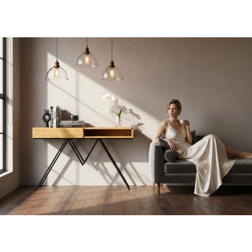 KONSOLA Z SZUFLADĄ DREWNO LITE DĄB OLCHA SKD-290