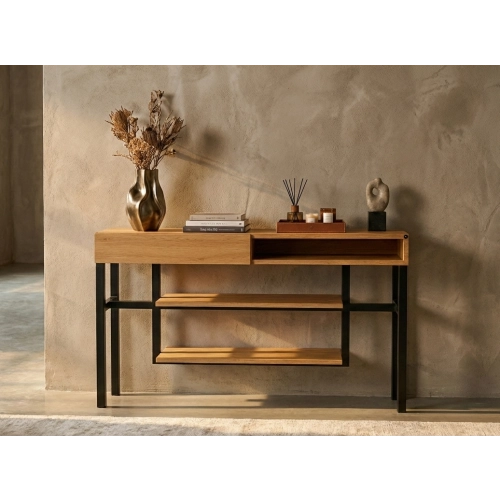 KONSOLA Z SZUFLADĄ DREWNO LITE DĄB OLCHA SKD-303