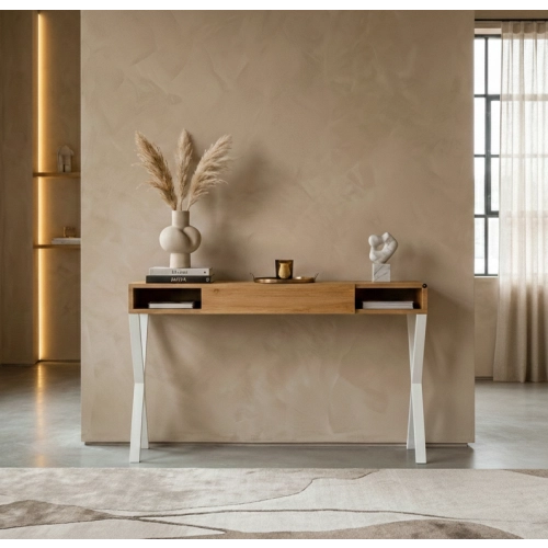 KONSOLA Z SZUFLADĄ DREWNO LITE DĄB OLCHA SKD-289