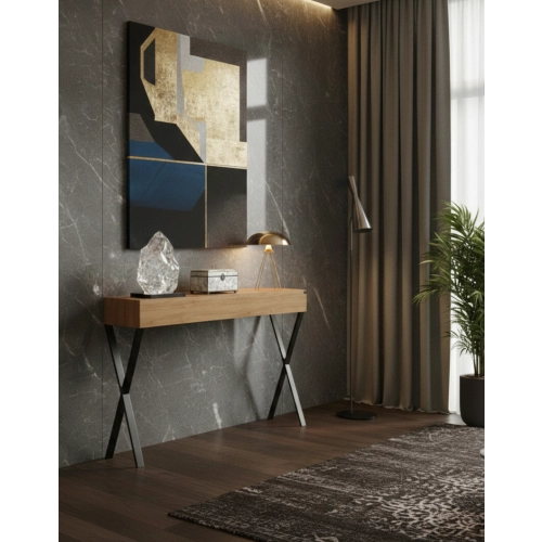 KONSOLA Z SZUFLADĄ DREWNO LITE DĄB OLCHA SKD-285