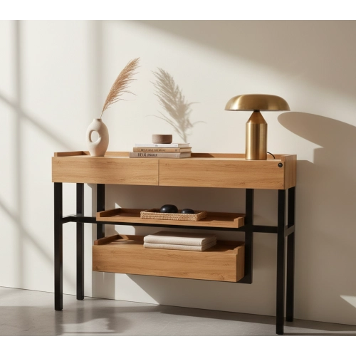 KONSOLA Z SZUFLADĄ DREWNO LITE DĄB OLCHA SKD-301