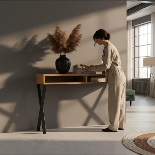 KONSOLA DO PRZEDPOKOJU DREWNO LITE DĄB SKD-286