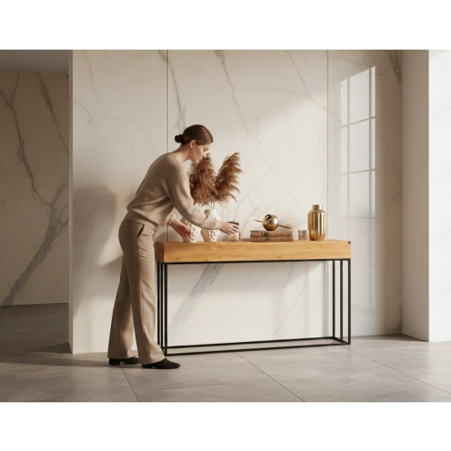 KONSOLA Z SZUFLADĄ DREWNO LITE DĄB OLCHA SKD-280