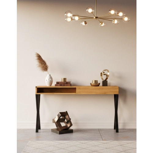 KONSOLA Z SZUFLADĄ DREWNO LITE DĄB OLCHA SKD-284